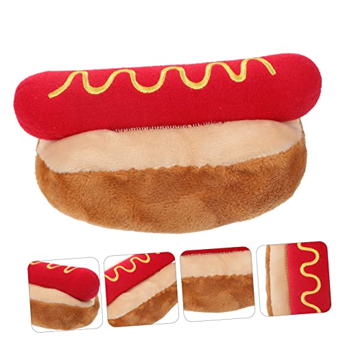 Hohopeti Plüsch Hundespielzeug Hot Dog mit Quietschfunktion Beißfestes Interaktives Haustierspielzeug zur Stressreduktion und Beschäftigung für Kleine und Mittelgroße Hunde von Hohopeti