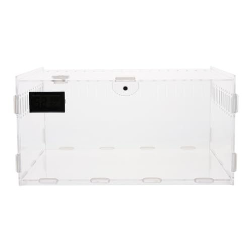 Hohopeti Premium Acryl Reptilienzuchtbox mit Thermometer Transparentes Terrarium mit Belüftungslöchern für Spinnen Echsen Amphibien Sicherer Lebensraum für Reptilien und Schildkröten von Hohopeti