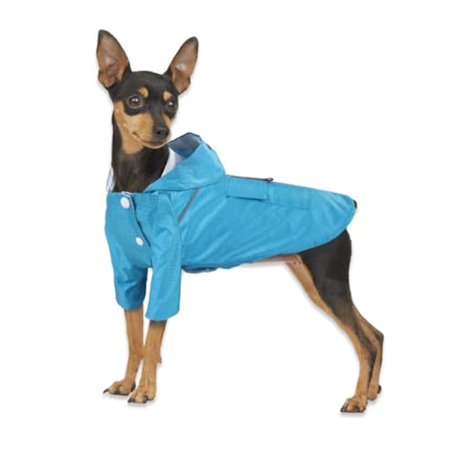 Hohopeti Reflektierender Hunde Regenmantel mit Kapuze Doppellagig Atmungsaktiv Outdoor Hundemantel in Blau Modisch und Praktisch für Kleine bis Große Hunde für Spaziergänge bei Regen Hohopeti Reflektierender Hunde Regenmantel mit Kapuze Doppellagig Atmungsaktiv Outdoor Hundemantel in Blau Modisch und Praktisch für Kleine bis Große Hunde für Spaziergänge bei Regen von Hohopeti