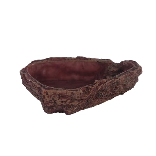 Hohopeti Reptilien Futternapf aus Langlebigem Harz Baumrinden Optik Vielseitig für Eidechsen Frösche Spinnen Geeignet für Trockenfutter Kompakt und Dekorativ für Terrarien von Hohopeti