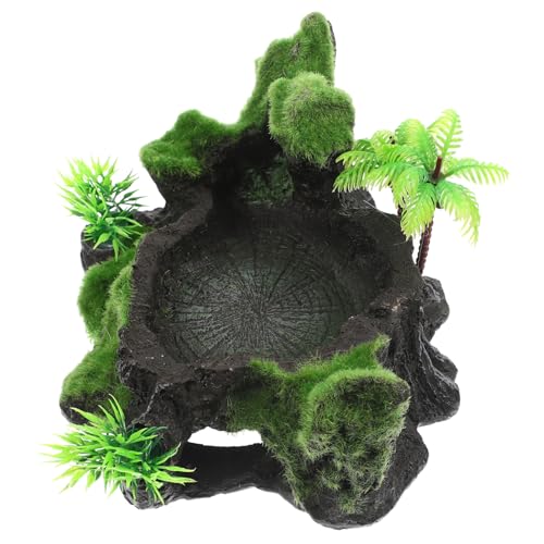Hohopeti Reptilien Wassernapf aus Strapazierfähigem Resin Sichere Futter Wasserschale für Schildkröten Eidechsen Hornfrösche Dekoratives Terrarium Zubehör rutschfest Leicht zu Reinigen von Hohopeti
