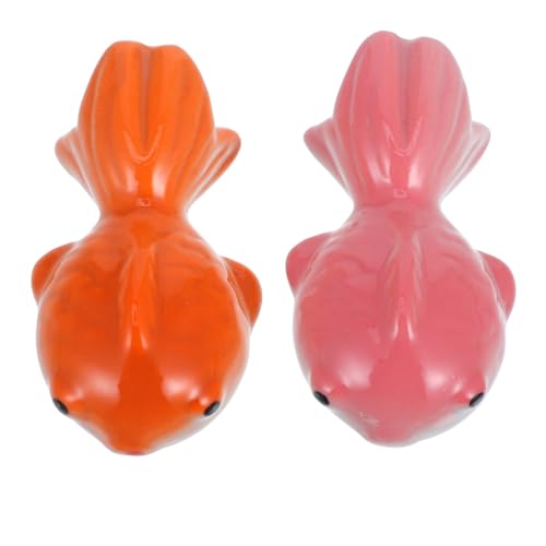 Hohopeti Schwimmende Keramik Fischfiguren Goldfisch Aquarium Teichdeko für Garten Outdoor Dekoration Orange Realistisch von Hohopeti