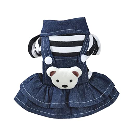 Hohopeti Mädchenkleid Süße Katze Denim Tutu S Muster Bekleidung Hunde Hund Cowboyhemd Shih Entzückendes T-Shirt Groß Yorkshire Mittel Mit Kleider Blau Sommerkleid von Hohopeti