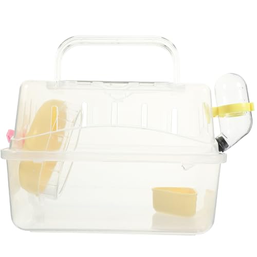 Hohopeti Transparente Hamster Transportbox mit Klarsichtdach Robuster Kleintierkäfig für Mäuse und Zwerghamster Tragbarer Nagerkäfig für Ausflüge Sicherer Hamster reiseträger Gelb von Hohopeti