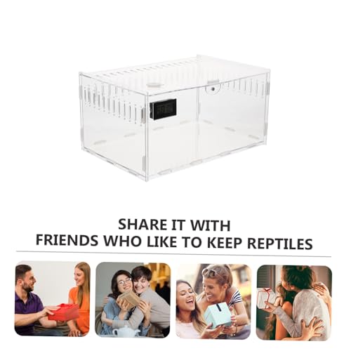 Hohopeti Transparente Reptilien Zuchtbox aus Acryl mit Belüftung und Temperatur Hygrometer Stabile Aufzuchtbox für Schlangen Spinnen und Kleine Haustiere Premium Terrarium für Zuhause von Hohopeti