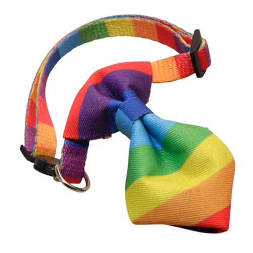 Hohopeti Verstellbares Hundehalsband mit Regenbogen Fliege Atmungsaktives Haustierhalsband für Katzen und Kleine Hunde für Partys Hochzeiten und Besondere Anlässe von Hohopeti