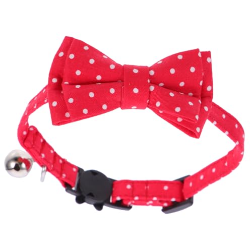 Hohopeti Verstellbares Hundehalsband mit Roter Baumwollfliege und Glocke Kleines Atmungsaktives Welpenhalsband für Hunde Hautfreundlich Handgenähtes Haustier Accessoire für Partys und von Hohopeti