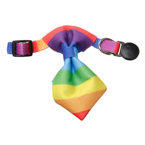 Hohopeti Verstellbares Katzenhalsband mit Regenbogen Fliege Bequem und Atmungsaktiv Modisches Haustierhalsband für Kleine Hunde und Kätzchen Geeignet für Alltag Feiern und Weihnachten von Hohopeti