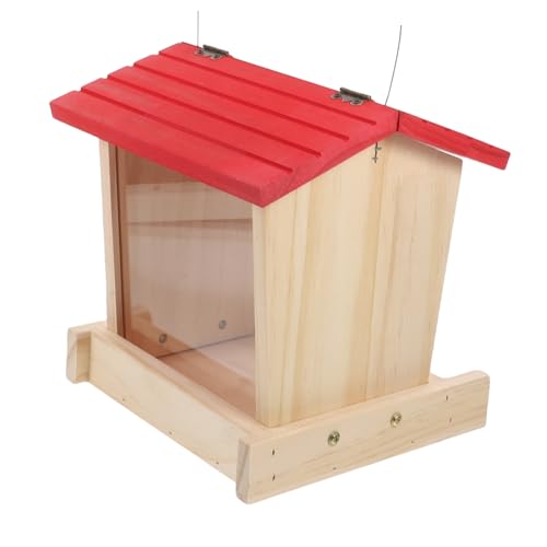 Hohopeti Wasserdichter Hängender Holz Vogelfutterspender für Garten und Balkon Regenfestes Vogelhaus für Wildvögel Wetterfester Futterkasten zur Verschönerung Terrasse von Hohopeti