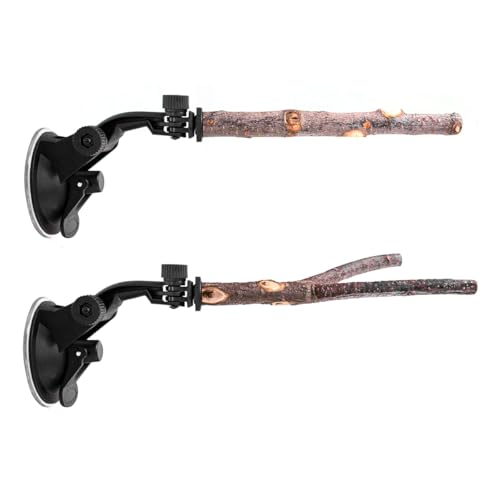 Hoite 2-teilige Vogelstangen aus Holz mit Klebescheiben – 25 cm Trainingsäste für kleine/mittelgroße Vögel (Sittiche), passend für Fliesen, Glas von Hoite