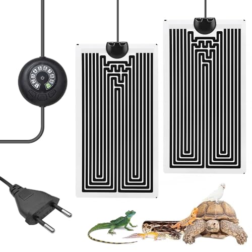 Hojalis Heizmatte Terrarium, 2PCS Reptil Heizmatten, 7W Abnehmbares Unter Tank Reptil Heizmatte Mit 10-Stufiger Temperaturregler, Terrarium Heizmatte Für Eidechsen Schildkröten Und Andere Amphibien Hojalis Heizmatte Terrarium, 2PCS Reptil Heizmatten, 7W Abnehmbares Unter Tank Reptil Heizmatte Mit 10-Stufiger Temperaturregler, Terrarium Heizmatte Für Eidechsen Schildkröten Und Andere Amphibien von Hojalis