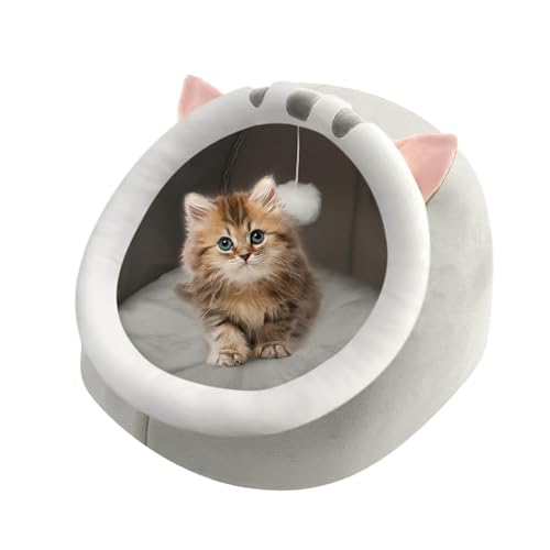 Hojalis Katzenhöhle für Katzen, Indoor-Katzenbett mit abnehmbarem, waschbarem Kissen, Katzenhaus Für Draußen Winterfest, Weiches Katzenhaus Gemütliches Zelt Katzennest Bett (30 x 30 x 28cm) von Hojalis