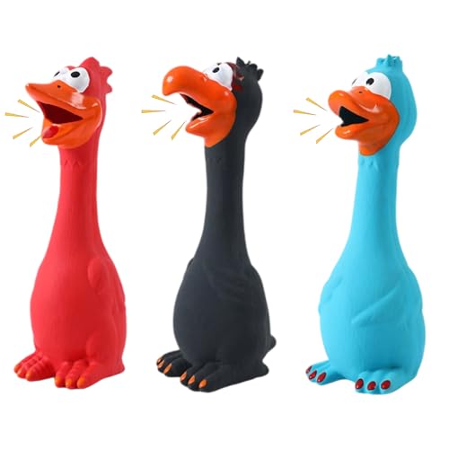 Hojalis Quietschendes Hundespielzeug, 3 Stück, Gummi, Huhn, Ente und Vogel, Latex-Hundespielzeug mit Quietscher, lustiges quietschendes Huhn-Kauspielzeug, interaktives Hundespielzeug für Hojalis Quietschendes Hundespielzeug, 3 Stück, Gummi, Huhn, Ente und Vogel, Latex-Hundespielzeug mit Quietscher, lustiges quietschendes Huhn-Kauspielzeug, interaktives Hundespielzeug für von Hojalis