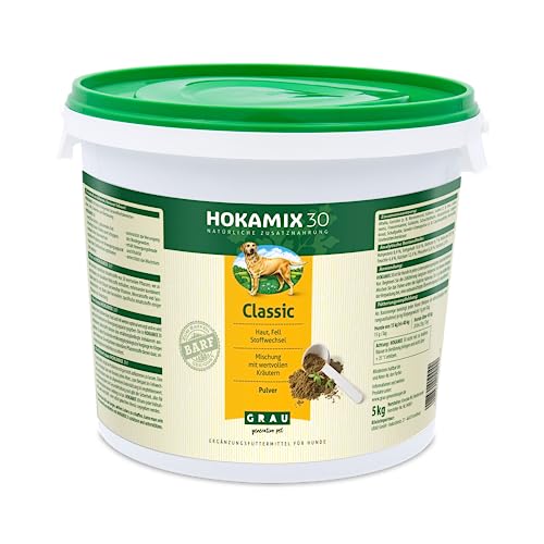 GRAU - das Original - HOKAMIX30 Classic Pulver, Alleskönner-Kräutermischung für Hunde, 30 wichtige Kräuter zur Vorsorge, 1er Pack (1 x 5 kg), Ergänzungsfuttermittel für Hunde von Grau