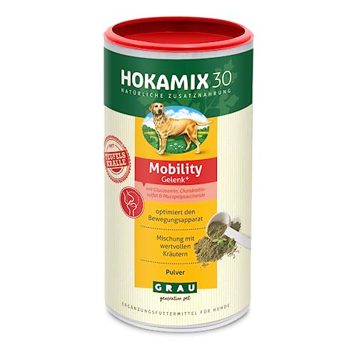 GRAU - das Original - HOKAMIX30 Mobility Gelenkpulver, natürliche Kräutermischung bei Gelenkproblemen, mit Grünlippenmuschel und Teufelskralle, 1er Pack (1 x 750 g), Ergänzungsfuttermittel für Hunde von Grau
