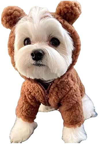 Teddybär Hundekostüm, süßes Hundekostüm, Welpen Fleece Hoodie Mantel Kleidung (Braun, L) von HOKUTO