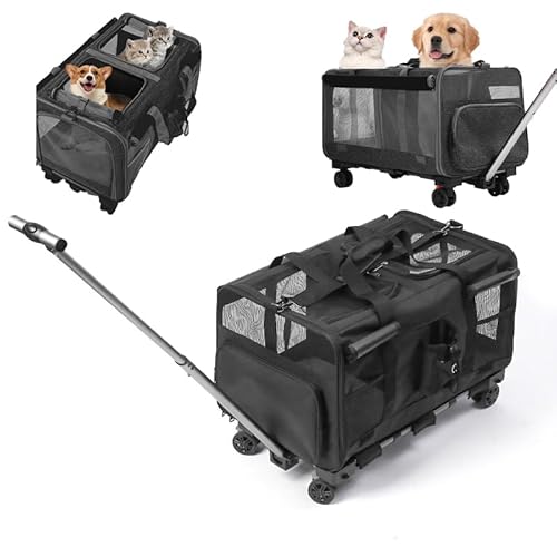 Katzentragetasche, weiche Seite mit Rädern für Hunde und 2 Katzen, faltbare Haustier-Tragetasche für mittelgroße Katzen unter 25 Jahren, groß, schwarz, 61 x 41,9 x 38,1 cm Katzentragetasche, weiche Seite mit Rädern für Hunde und 2 Katzen, faltbare Haustier-Tragetasche für mittelgroße Katzen unter 25 Jahren, groß, schwarz, 61 x 41,9 x 38,1 cm von HoldOneLight