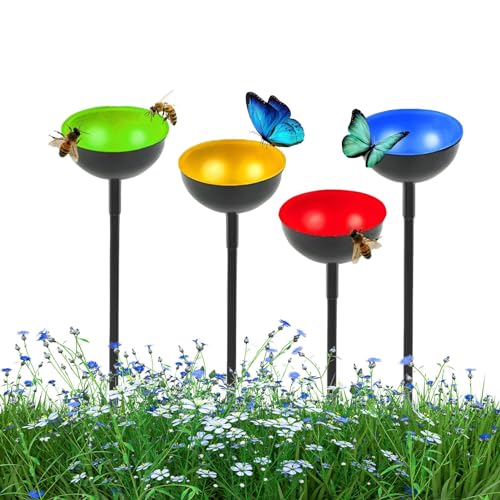 Holdes Bienen-Tränke-Stationen, Heringe für Bienenfutterspender | Gartenpfähle aus Metall mit Bienenwasserfänger, Gartendekoration, 4-teiliges Skulptur-Erdspieß für Hof, von Holdes