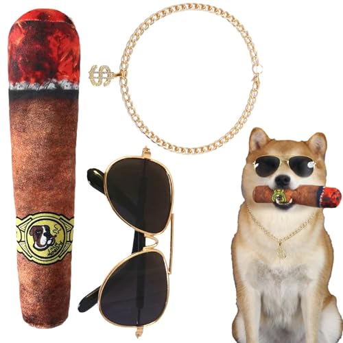 Holdes Hip-Hop-Hundekostüm, Hip-Hop-Kostüm für Katzen,Haustier-Anziehset - Haustier-Halskette, Sonnenbrille, Kostüm für Katzen, Hunde, Dollar-Halskette, Brille, Hund Holdes Hip-Hop-Hundekostüm, Hip-Hop-Kostüm für Katzen,Haustier-Anziehset - Haustier-Halskette, Sonnenbrille, Kostüm für Katzen, Hunde, Dollar-Halskette, Brille, Hund von Holdes