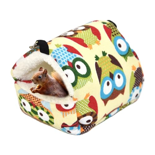 Holdes Höhle für Hamster, Hängematte Eichhörnchen | Hamsterhöhle mit Eulenmotiv – Hängematte für Eichhörnchen, waschbar, bequem und Käfigzubehör für Kleintiere von Holdes