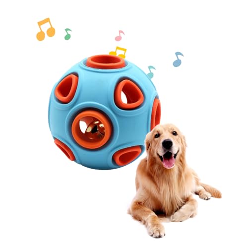 Hüpfball für Hunde, Hundespielzeugball - Bissfestes Welpenspielzeug - Hunde-Anreicherungsspielzeug mit Ringglocke für Gartenspiele, Welpen, Hauskatzen von Holdes