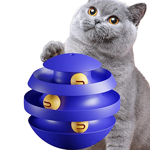 Holdes Katzenballspielzeug, 3-lagiger interaktiver Katzenball, Trainingsspielzeug für Katzen, lustiges Katzenspielzeug zum Trainieren, Energie verbrauchen, Haustiere von Holdes
