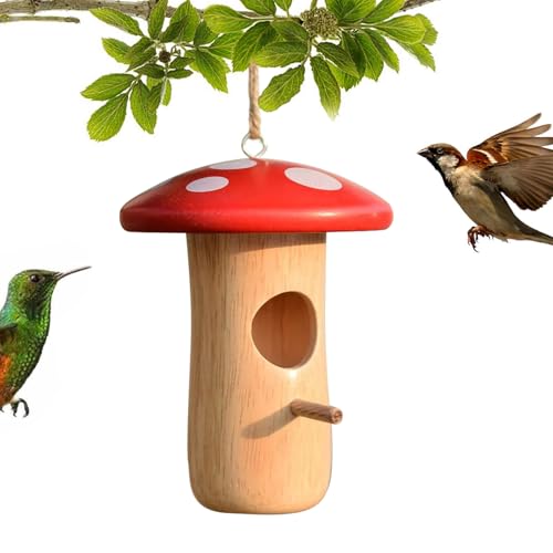 Holdes Kolibri Nesthaus, Kolibri Nistkasten Für Nistplatz, Holz-Pilzhäuschen Als Tierunterschlupf Und Gartenhütte Für Draußen, Garten, Baum, Balkon, Terrasse Und Innenhof Holdes Kolibri Nesthaus, Kolibri Nistkasten Für Nistplatz, Holz-Pilzhäuschen Als Tierunterschlupf Und Gartenhütte Für Draußen, Garten, Baum, Balkon, Terrasse Und Innenhof von Holdes