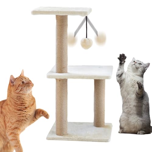 Katzenkratzturm - Kratzspielzeug für Katzen mit 3 Etagen, Flauschiges Ball-Design, mehrstufig - 27,5 Zoll Katzenturm Kätzchen Haustier Aktivitätsbaum Katzenbaumturm, Katzenturm, Katzenturm mit Holdes von Holdes