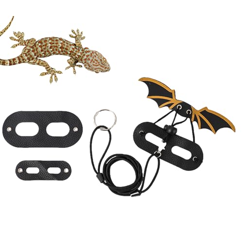 Leopardgecko-Leine, 3-Größen-Geschirrleine für Eidechse, verstellbar, Tiergeschirre, Kleintierleine, Reptilien-Trainingsleine, Geschirr für Reptilien, Amphibien, Bartagamen, Geckos Holdes von Holdes