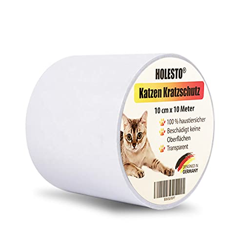 Holesto® Kratzschutz für Katzen und Hunde – Selbstklebende Schutzfolie - Kratzschutzfolie für Katzen - Kratzschutz für Sofa - Kratzfest für Tür, Tisch, Sofa und Möbel - Transparent (10 m x 10 cm) Holesto® Kratzschutz für Katzen und Hunde – Selbstklebende Schutzfolie - Kratzschutzfolie für Katzen - Kratzschutz für Sofa - Kratzfest für Tür, Tisch, Sofa und Möbel - Transparent (10 m x 10 cm) von Holesto