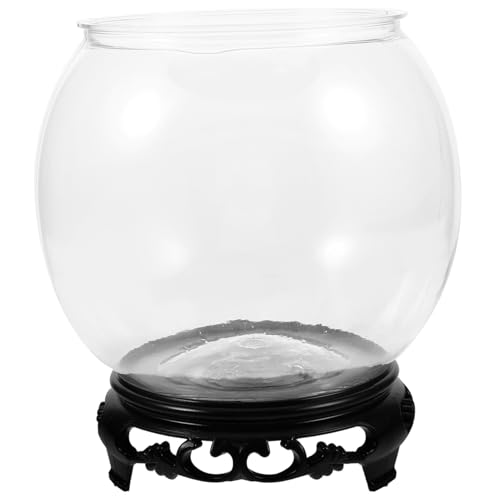 Holibanna 1 Satz Transparentes Rundes Aquarium Dekorativer Fischtank Dekorativer Fischbehälter Aquarienschale Exquisites Fischglas Aquarium Aquarium Kleiner Fischtank Fischtankdekor Hölzern von Holibanna
