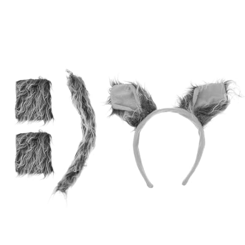 Holibanna 1 Satz Wolfsohren Hund Masken Maskerade Katzenkostüm Für Schwanzmaske Haustier Halloween-Ohr Fuchs Kostüme Party-kostüm-Requisite Tierkostüm Wolf Stirnband Plüsch von Holibanna