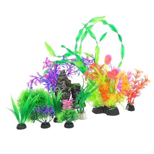 Holibanna 13stücke Aquarienpflanzen-Set Mit Kunstpflanzen Und Felsdekoration Inklusive Höhle Für Kleine Aquarien Natürliche Dekoration von Holibanna
