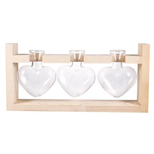 Holibanna 3 Stück Holzrahmen Herzform Flaschen Pflanzen Terrarienhalter Pflanzendekor Innenarrangementhalter Pflanzensteckvase Zimmer Balkon Tafelaufsatz Herzform Vase Pflanze von Holibanna