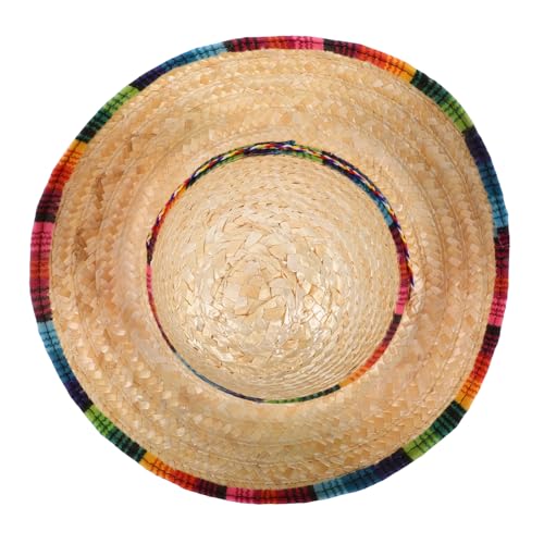 Holibanna Mexikanischer Sombrero Hut Mit Besatz Für Party Karneval Mottoparty Dekoration Zubehör Beige Ø 43 cm von Holibanna
