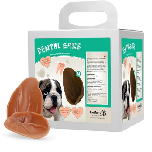 Dental Ears Hundesnacks - Kausnacks - Reinigt die Zähne - Ergänzende Tiernahrung - 48 Stück von Holland Animal Care