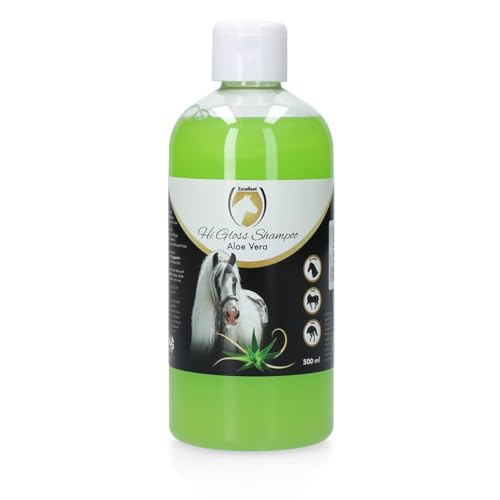 Excellent Hi Gloss Shampoo Aloe Vera - 500 ml - Hilft dem Pferd bei trockener Haut - Pferd Shampoo - Reinigendes und Pflegendes Shampoo - Mit Conditioner - für Schweif und Mähne - Geeignet für Pferde von Holland Animal Care