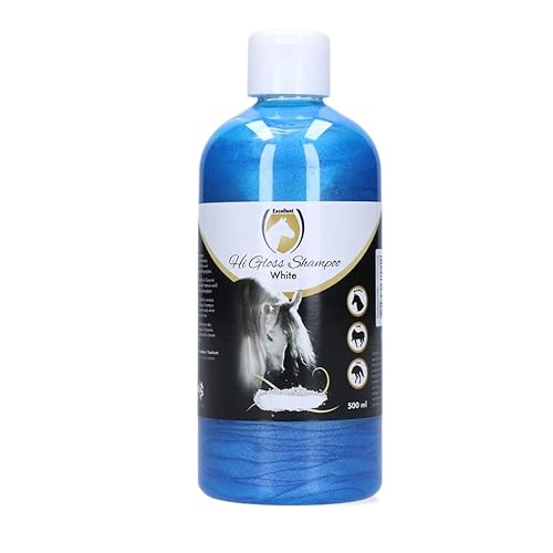 Excellent Hi Gloss Shampoo White - 500 ml - Farbshampoo zur Auffrischung der eigenen Fellfarbe - Geeignet für Pferde mit weißem Fell - für Schweif und Mähne - Geeignet für Pferde - Glanzshampoo Pferd von Holland Animal Care