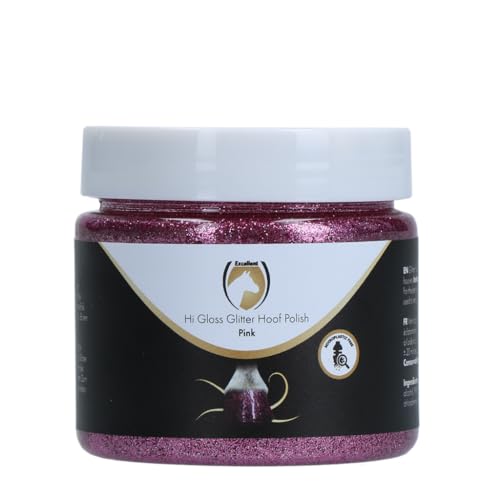 Holland Animal Care Hi Gloss Glitter Hoof Polish - Glitter für Hufe und Fell - Hufpflege - Feuchtigkeitsspendend - Inklusive Pinsel - Mikroplastikfrei - 150 ml - Rosa von Holland Animal Care