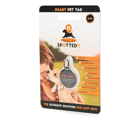 Spotted! Pro Smart Pet Tag - Haustier-Token - QR-Code - NFC-Chip - Für Hunde - Medium - Ø3.4cm - Silber von Spotted! Pro