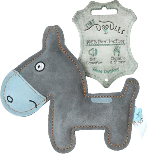 Holland Animal Care Tiny Doodles Doggy - Doodles Donkey - Hundespielzeug - Hundespielzeug mit Quietsche - Blau - 17 cm von Holland Animal Care