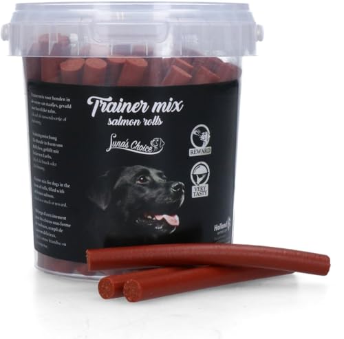 Luna's Choice Trainermix Lachssticks - Hundesnacks für das Training - Weiche Hundeleckerlis - Ohne Zuckerzusatz - 500 Gramm Luna's Choice Trainermix Lachssticks - Hundesnacks für das Training - Weiche Hundeleckerlis - Ohne Zuckerzusatz - 500 Gramm von Holland Animal Care