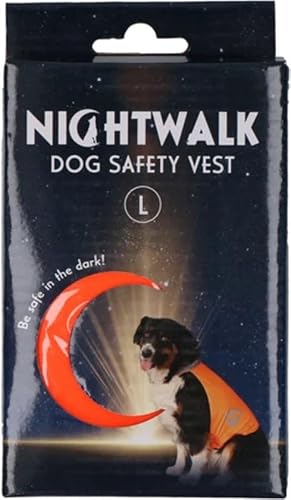 Nightwalk Sicherheitsweste - Rückenlänge 45 cm - Sicherheitsweste Hund - Hundeweste - Reflektierende Sicherheitsweste - Größe L - Orange Nightwalk Sicherheitsweste - Rückenlänge 45 cm - Sicherheitsweste Hund - Hundeweste - Reflektierende Sicherheitsweste - Größe L - Orange von Holland Animal Care