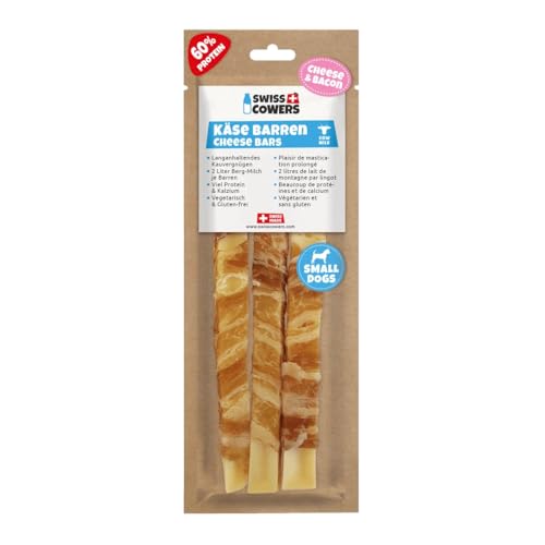 SwissCowers® Cheese Bar - Kauleiste Hund - Käsesnack - Hypoallergen - Laktosefrei - Glutenfrei - Yak 2.0 - Mit Probiotika - Käse & Speck - Größe S von Holland Animal Care