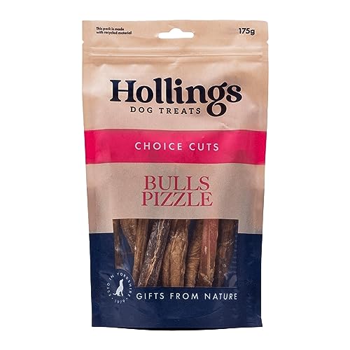 Hollings Bulls Pizzle Hundeleckerlis, 100% natürliche, langanhaltende Kau-Leckerlis für ausgewachsene Hunde, getreidefrei, ohne Rohleder & reich an Protein (175g) von Hollings