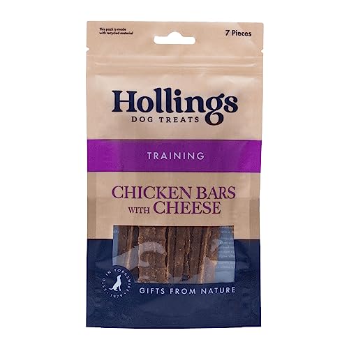 Hollings Hühnerriegel mit Käse-Hundeleckerlis, 100% natürliche Trainings-Leckerlis für ausgewachsene Hunde, 100% glutenfrei & proteinreich (7 Stück) von Hollings