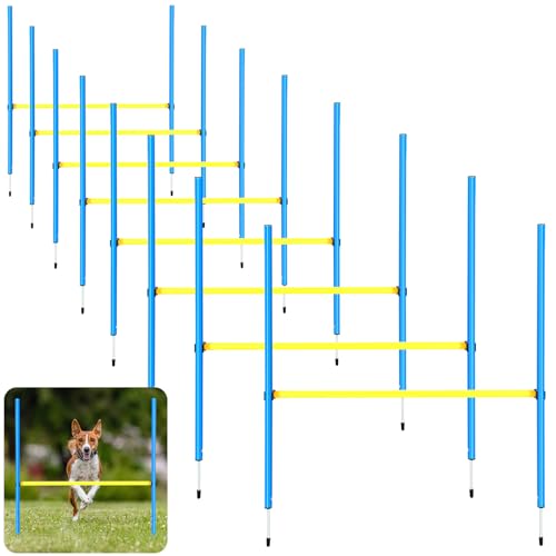 Hollowfly Agility-Sprung für Hunde, verstellbar, Agility-Hürden-Trainingsgerät, tragbar, für drinnen und draußen, Trainingsgerät, 1 m hoch, 91 cm breit, Blau und Gelb, 8 Stück Hollowfly Agility-Sprung für Hunde, verstellbar, Agility-Hürden-Trainingsgerät, tragbar, für drinnen und draußen, Trainingsgerät, 1 m hoch, 91 cm breit, Blau und Gelb, 8 Stück von Hollowfly