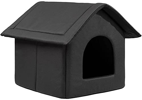 Hollypet Cozy Pet Bed House Warm Cave Schlafbett Welpennest für Katzen und kleine Hunde, Schwarz von Hollypet