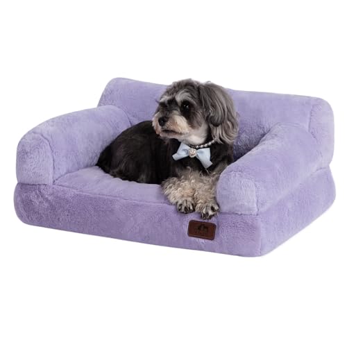 Hollypet Flauschiges Plüsch-Haustier-Katzen-Couch, weich, beruhigend, Haustier-Hundesofa, Betten für mittelgroße und kleine Katzen und Hunde, Hellviolett Hollypet Flauschiges Plüsch-Haustier-Katzen-Couch, weich, beruhigend, Haustier-Hundesofa, Betten für mittelgroße und kleine Katzen und Hunde, Hellviolett von Hollypet