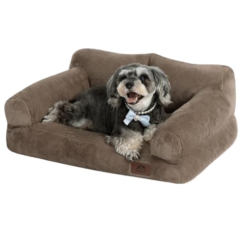 Hollypet Flauschiges Plüsch-Haustiersofa, weich, beruhigend, für mittelgroße und kleine Katzen und Hunde, Dunkelbraun Hollypet Flauschiges Plüsch-Haustiersofa, weich, beruhigend, für mittelgroße und kleine Katzen und Hunde, Dunkelbraun von Hollypet